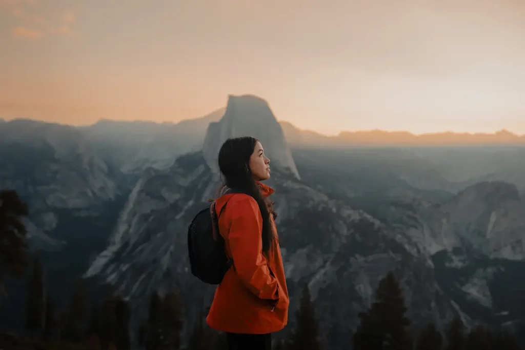 Lady Stanging On A Mountain